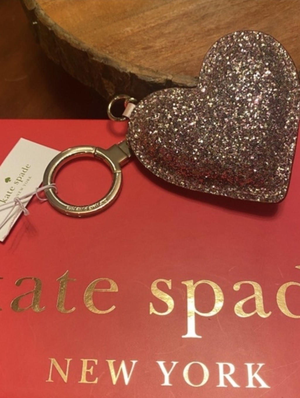 Kate Spade Glitter Heart Keychain  Pink And Sliver